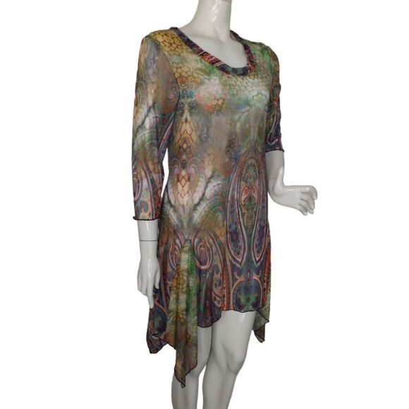COCO + CARMEN Dress, S/M, Mesh,Color Snake/Paisley Print, Asymmetrical/Sharkbite - Picture 3 of 12
